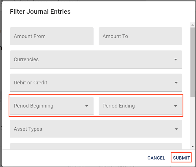 Filtering Journal Entries