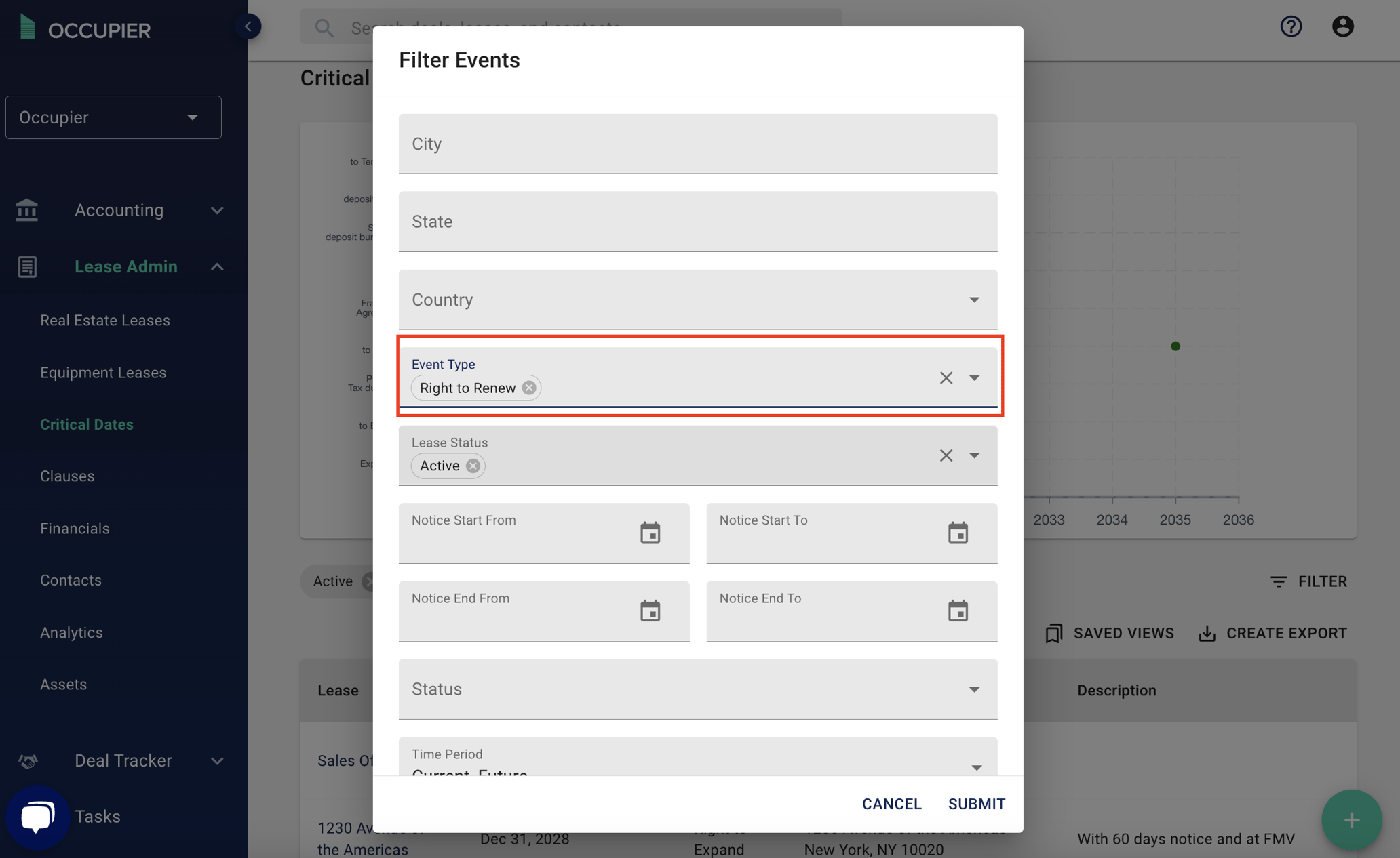 How do I export my critical dates data?