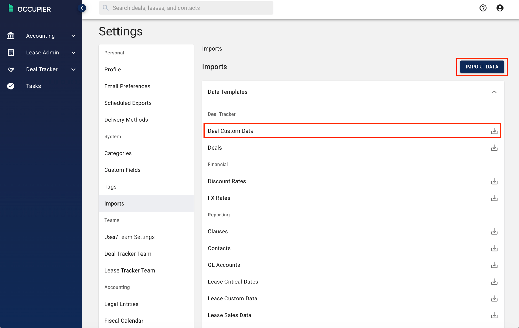 Importing Deal Custom Data