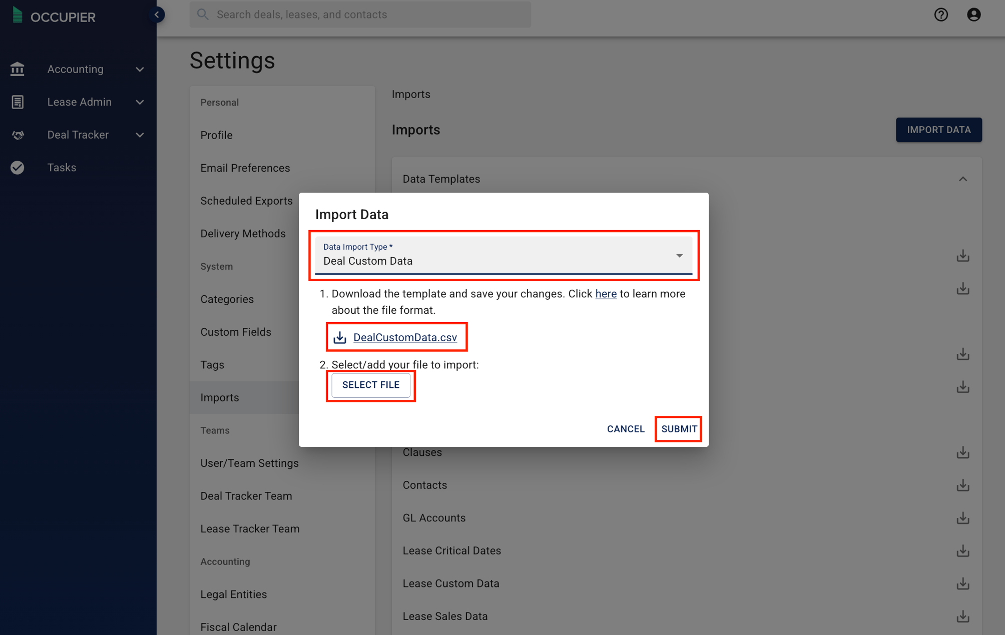 Importing Deal Custom Data