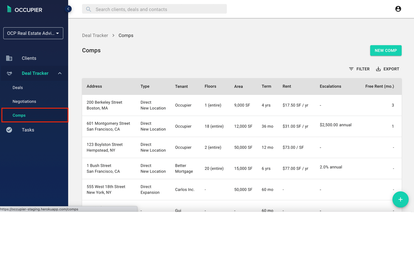 How do I use the comps tab?