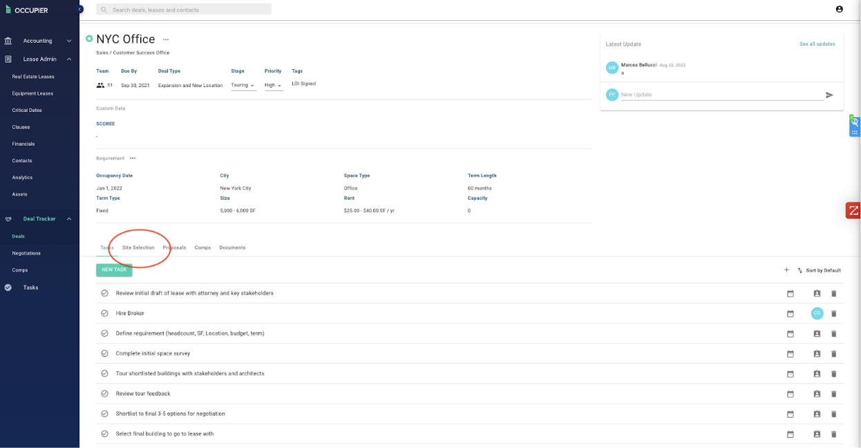 How to create document folders in the site selection function