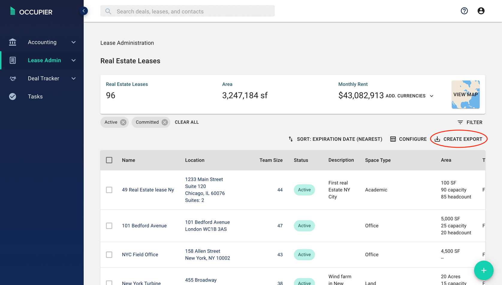 How do I export my equipment lease data?